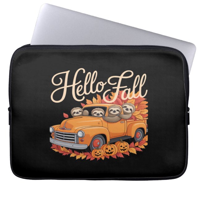 Funda Para Portátil Hello Fall Funny Sloth Halloween pumkin Classic T- (Frente)