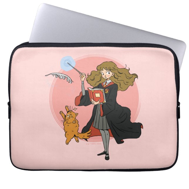 Funda Para Portátil Hermione y Crookshanks Wingardium Leviosa (Frente)