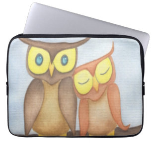 Funda Para Portátil Hermosa lechuza acuarela