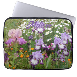 Funda Para Portátil Hermosa morada Iris Irises florido Jardín