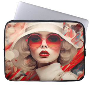 Funda Para Portátil Hermosa mujer parisina con gafas de sol y gorra