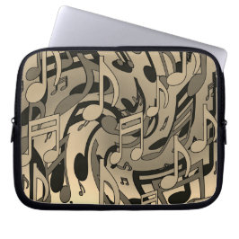Funda Para Portátil Hermosa música cálida Sepia animadas notas musical