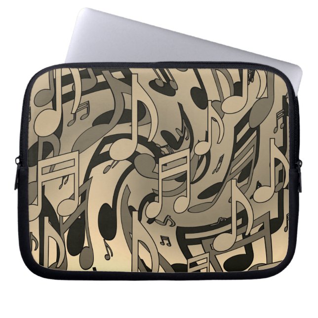 Funda Para Portátil Hermosa música cálida Sepia animadas notas musical (Frente)