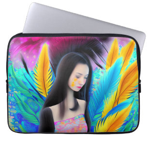 Funda Para Portátil Hermosa pero triste chica asiática abstracta Color
