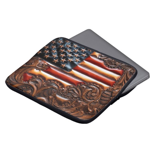Funda Para Portátil Hermosa piel Patriótica Occidental de imitación co (Superior anverso)