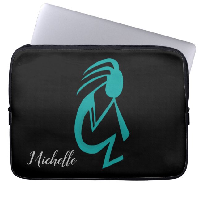 Funda Para Portátil Hermosa pintura de Kokopelli turquesa (Frente)