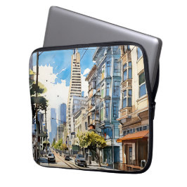 Funda Para Portátil Hermosa pluma y boceto de tinta de San Francisco