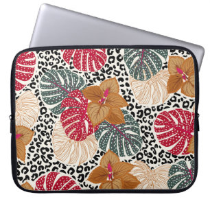 Funda Para Portátil Hermosa y elegante huella tropical en el leopardo
