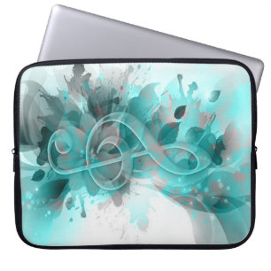 Funda Para Portátil Hermosas hojas de flores frescas grises y azules