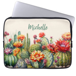Funda Para Portátil Hermoso Cacti florido