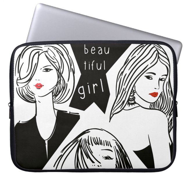 Funda Para Portátil hermoso chica (Frente)