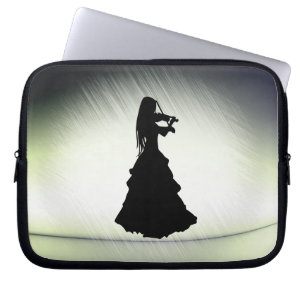 Funda Para Portátil Hermoso Chica gitano juega al violín verde