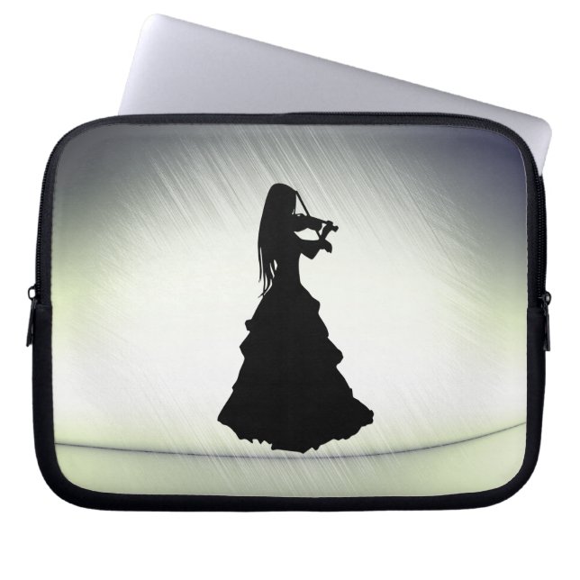 Funda Para Portátil Hermoso Chica gitano juega al violín verde (Frente)