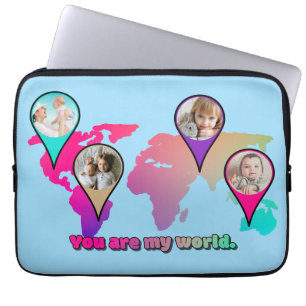 Funda Para Portátil Hermoso Collage de fotos del Mapa Mundial Multicol