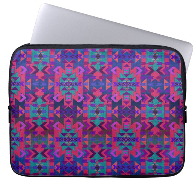 Funda Para Portátil Hermoso estilo Southwestern azul y rosa (Frente)