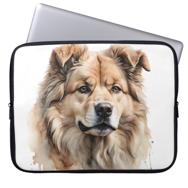 FUNDA PARA PORTÁTIL HERMOSO FLUFFY CAUCASIAN SHEPHERD PERRO (Frente)