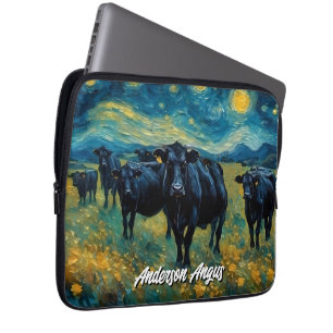 Funda Para Portátil Hermoso ganado negro de ángulos