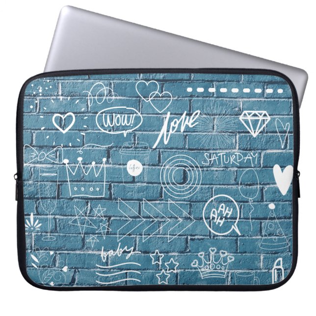 Funda Para Portátil Hermoso graffiti en pared caligrafía verde (Frente)