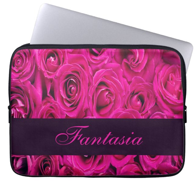 Funda Para Portátil Hermoso monograma de rosas rosas rosas rosas (Frente)