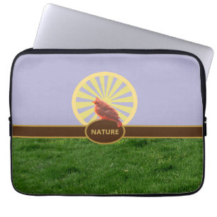 Funda Para Portátil Hermoso paisaje elegante y pájaro rojo