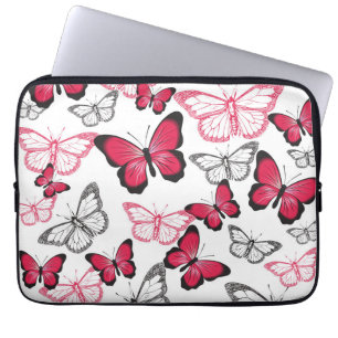 Funda Para Portátil Hermoso patrón artístico de mariposas rojas y negr