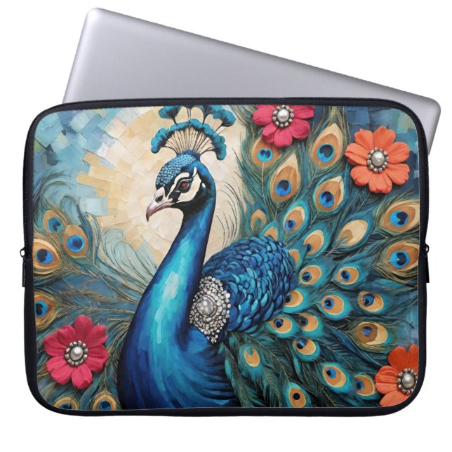 Funda Para Portátil Hermoso pavo real con joyas (Frente)