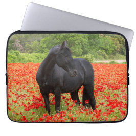 Funda Para Portátil Hermoso Stallion negro en un portátil de campo de 