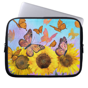Funda Para Portátil Hermoso Sunflowers Butterflies Flower Garden