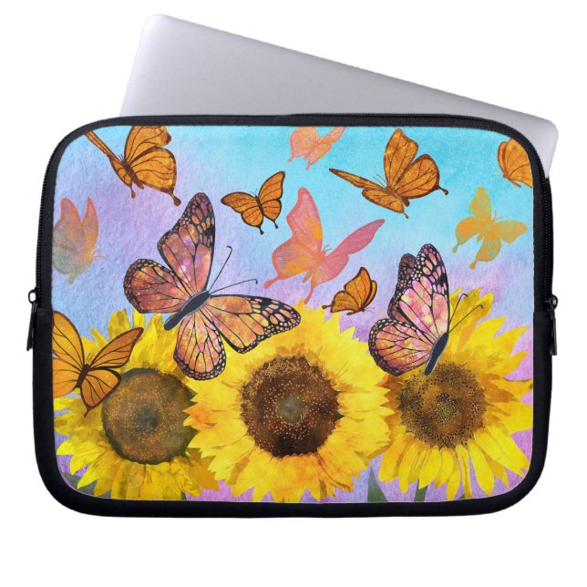 Funda Para Portátil Hermoso Sunflowers Butterflies Flower Garden (Frente)