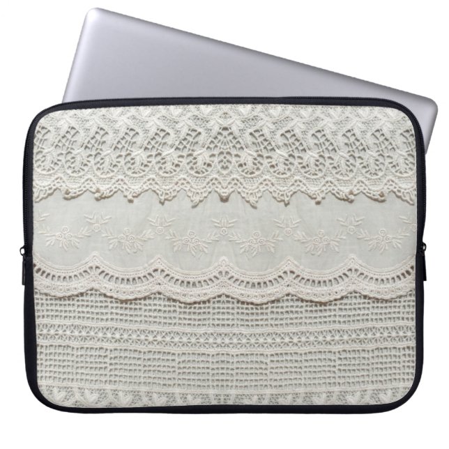 Funda Para Portátil Hermoso, sutil, blanco lacado textil cerca.  (Frente)