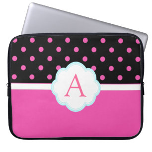 Funda Para Portátil Hermosos puntos de polka lindos, dulces, rosados y