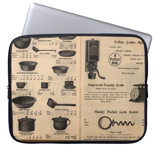 Funda Para Portátil "Herramientas de cocina antiguas" (Frente)