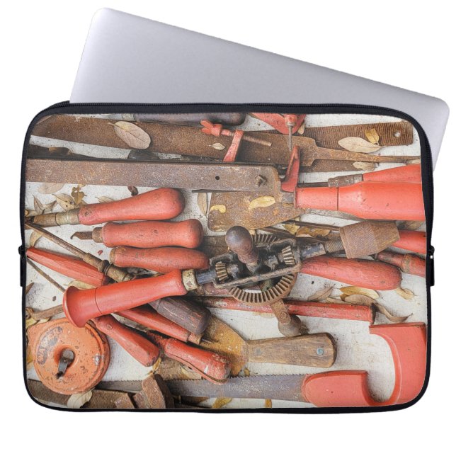 Funda Para Portátil Herramientas Herramienta Antiguo Hombre Rojo Rústi (Frente)