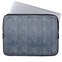 Funda Para Portátil Herringbone Chevron Patrón Retro Azul