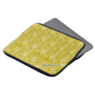 Funda Para Portátil Herringbone Chevron Vintage Gold Personal