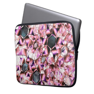 Funda Para Portátil Hexagones rodeados de formas petales rosadas