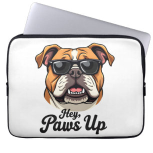 Funda Para Portátil Hey Paws Up Bulldog Vintage con Gafas Divertido