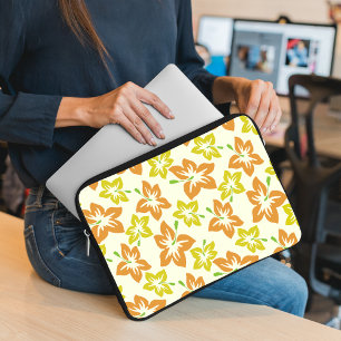 Funda Para Portátil Hibisco Amarillo, Hibisco Naranja, Patrón de Flore