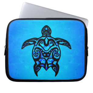 Funda Para Portátil Hibisco tribal de la tortuga