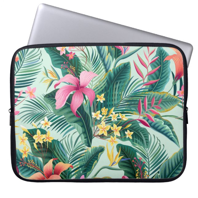 Funda Para Portátil Hibiscus tropical: Patrón floral sin foco (Frente)