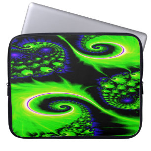 Funda Para Portátil Hidden Valley Neon Green, Blue, Black, White Swirl