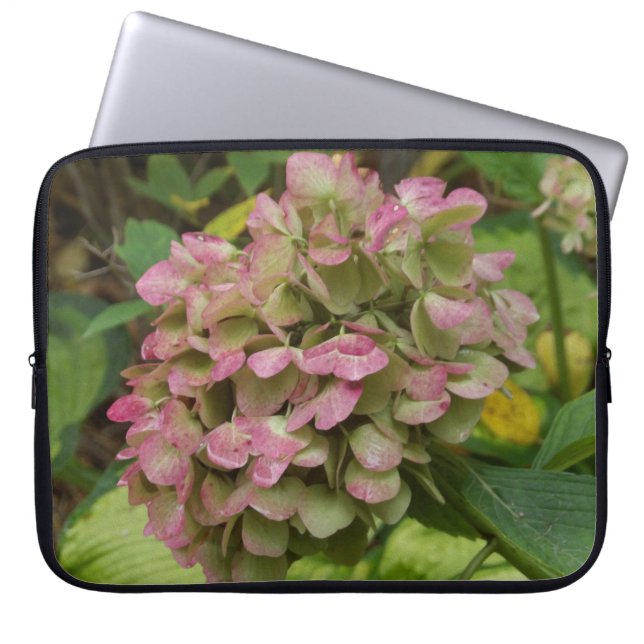 Funda Para Portátil Hidrangea de otoño con hojas de Hosta dorada (Frente)