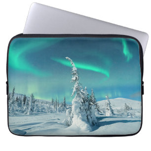 Funda Para Portátil Hielo y nieve Luces boreales, Laponia, Finlandia
