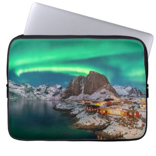 Funda Para Portátil Hielo y nieve Luces boreales, Noruega