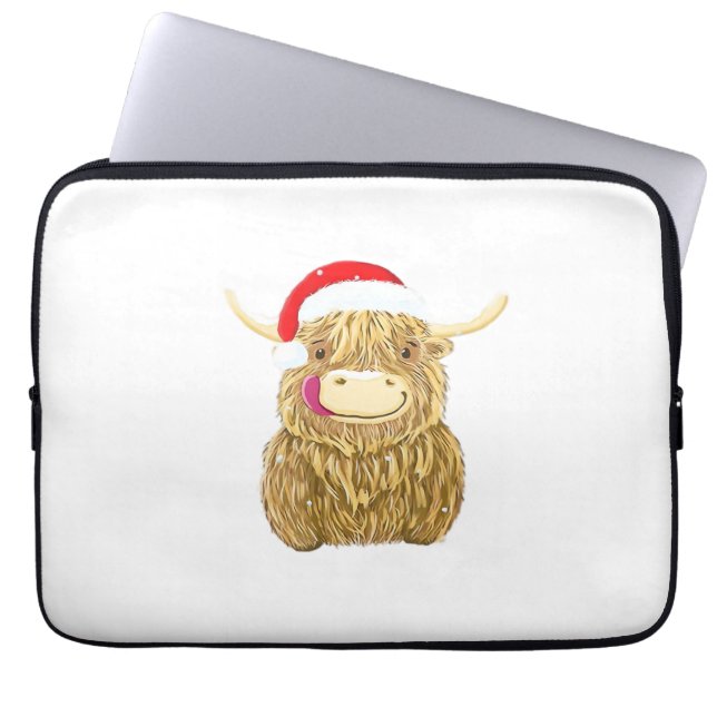 Funda Para Portátil Highland Cow Merry navidad camiseta de nieve Essen (Frente)