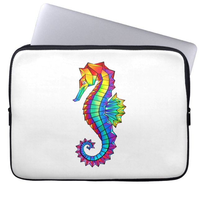 Funda Para Portátil Hipoahoría marino poligonal arcoiris (Frente)