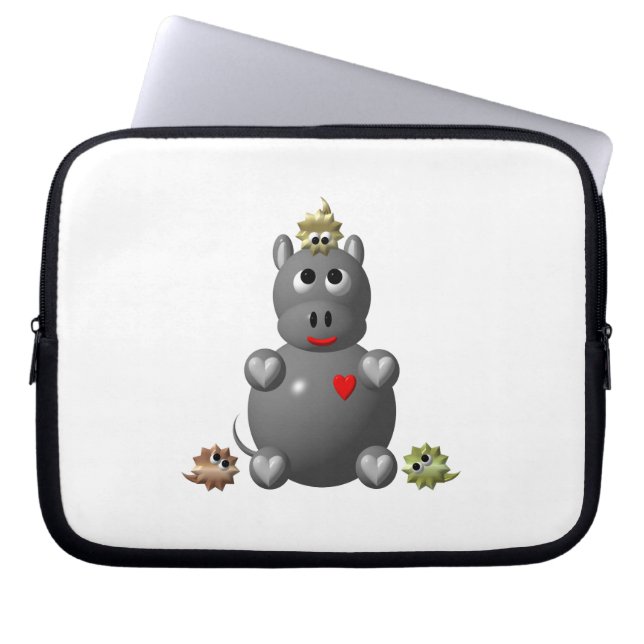 Funda Para Portátil Hipopótamo Adorable con Hámsters (Frente)