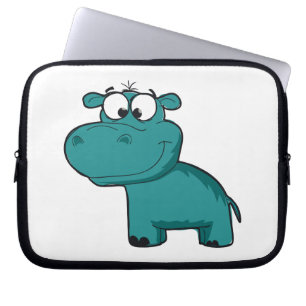 Funda Para Portátil Hipopótamo feliz azul