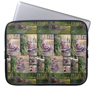 Funda Para Portátil Hipopótamos En Un Collage de fotos,