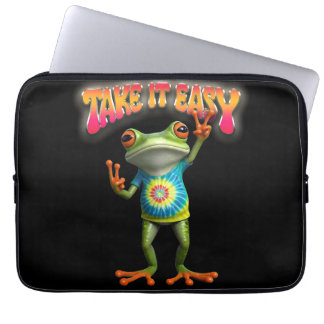 Funda Para Portátil Hippie Frog Take it Easy Fun Colorful 